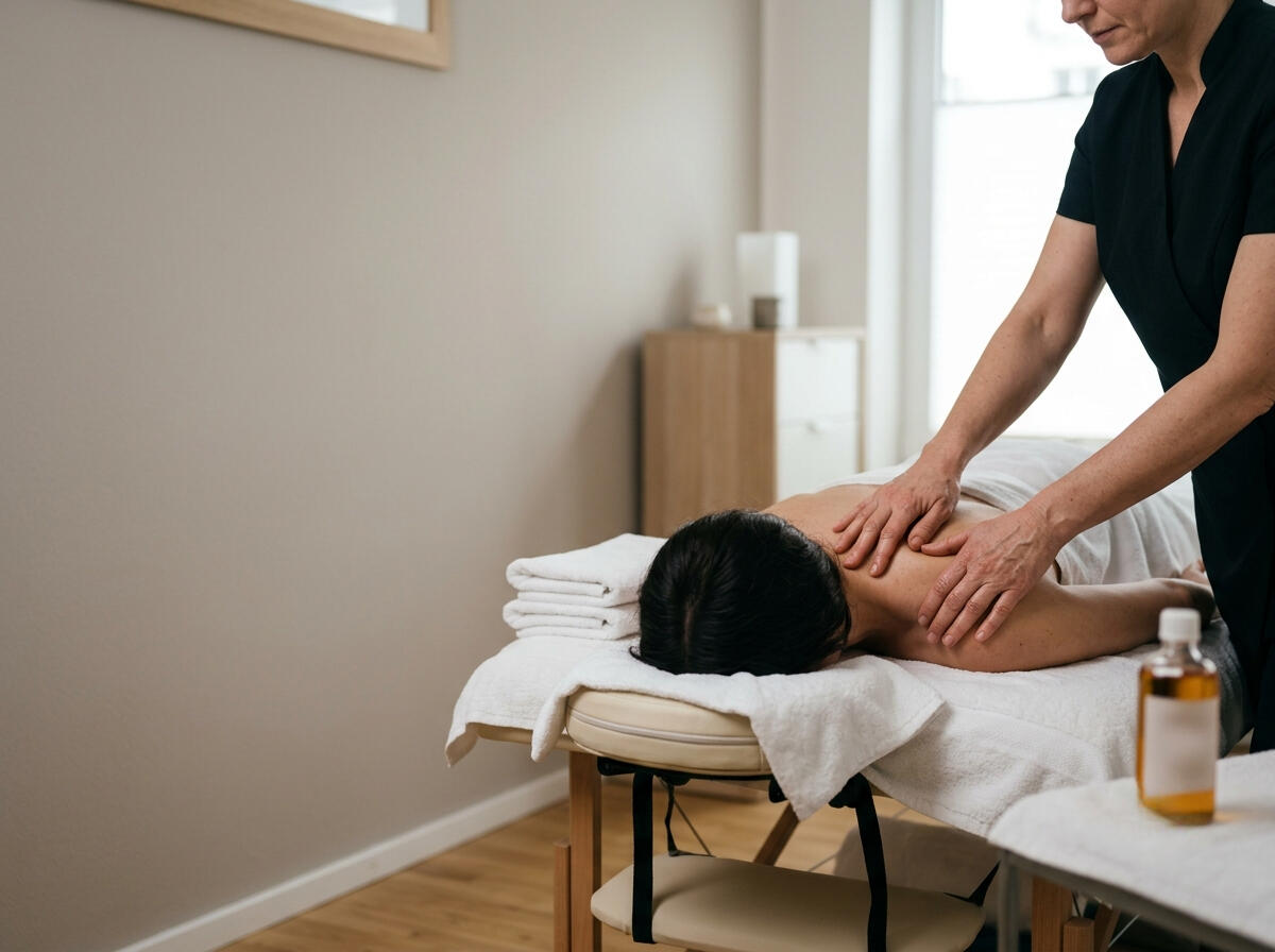 Masseur bei einer Rückenmassage