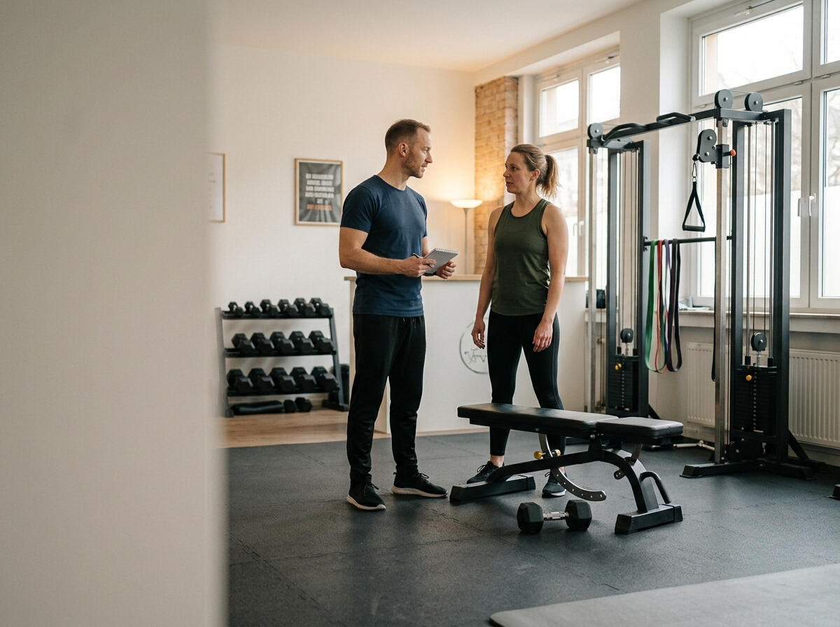 Trainer bei der Arbeit mit einem Kunden im Studio